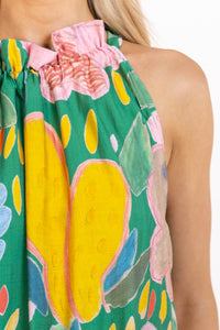 All The Right Feels Green Abstract Midi Dress