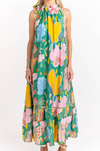 All The Right Feels Green Abstract Midi Dress