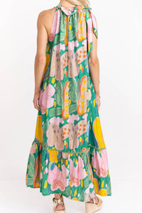 All The Right Feels Green Abstract Midi Dress