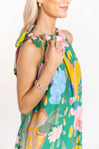 All The Right Feels Green Abstract Midi Dress