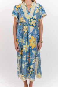 Here’s To Today Blue Abstract Midi Dress