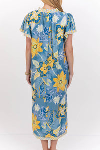 Here’s To Today Blue Abstract Midi Dress