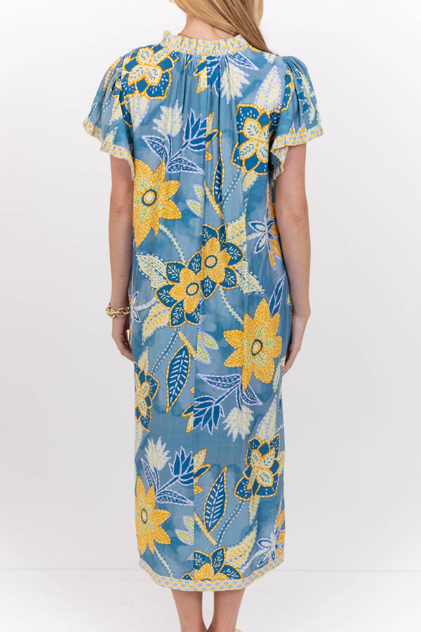 Here’s To Today Blue Abstract Midi Dress