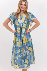 Here’s To Today Blue Abstract Midi Dress
