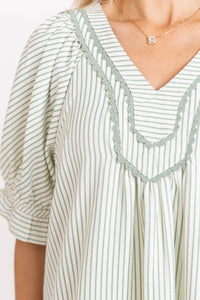 Made For Loving This Sage Striped Dress