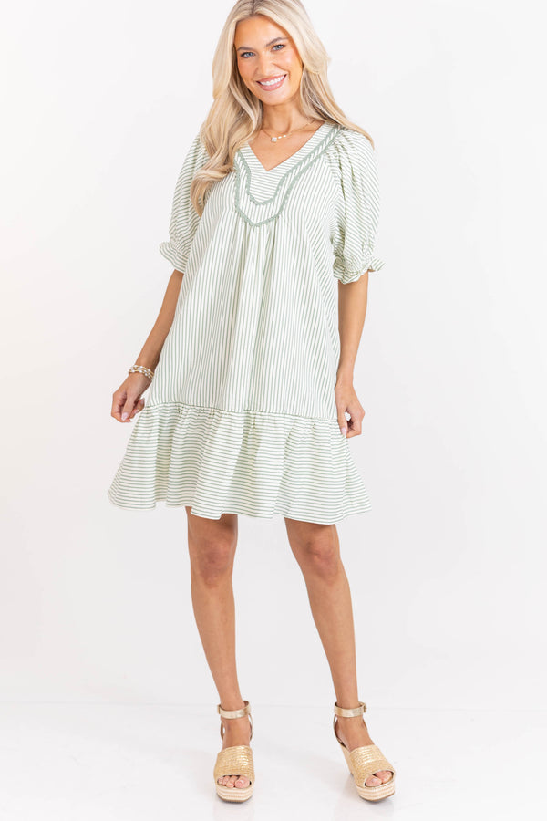 Made For Loving This Sage Striped Dress