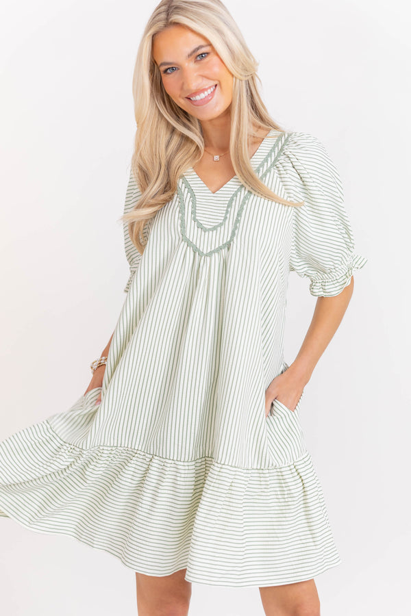 Made For Loving This Sage Striped Dress