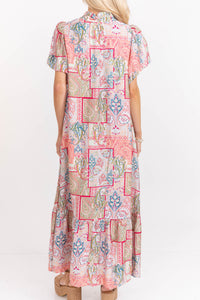 When Everything Clicks Pink Abstract Midi Dress