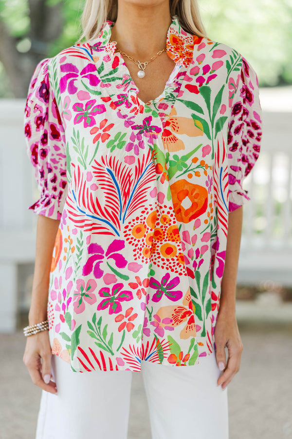 Don’t Pass It Up Pink Floral Blouse