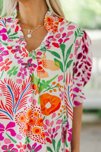 Don’t Pass It Up Pink Floral Blouse