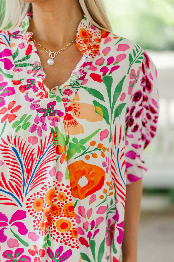 Don’t Pass It Up Pink Floral Blouse