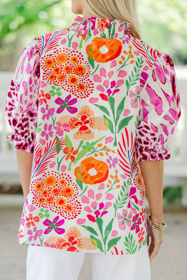 Don’t Pass It Up Pink Floral Blouse