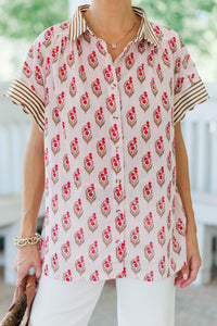 All Set Pink Medallion Blouse