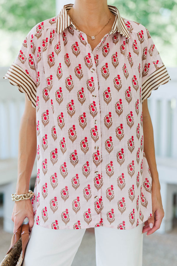 All Set Pink Medallion Blouse