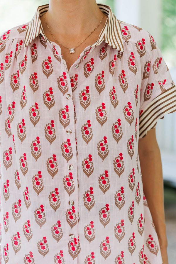 All Set Pink Medallion Blouse