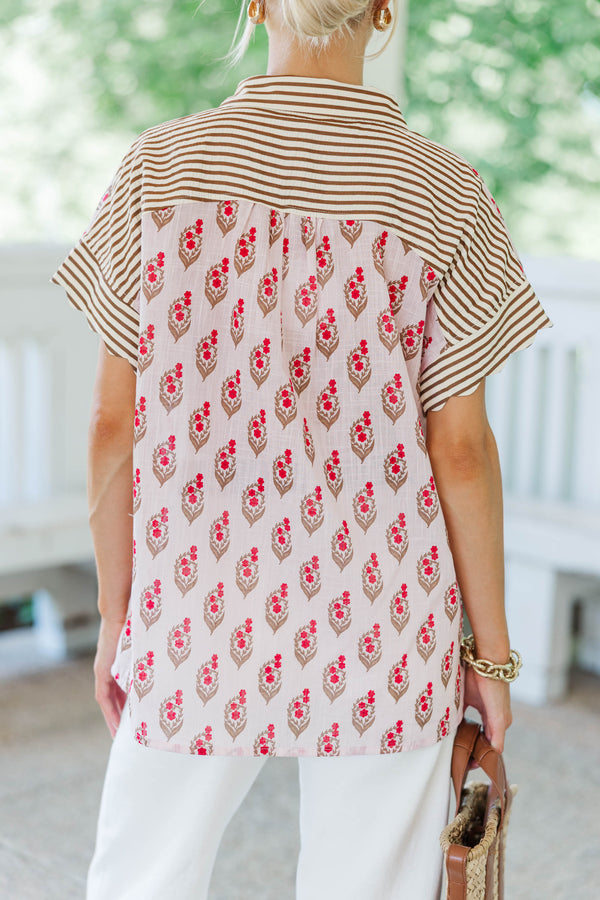 All Set Pink Medallion Blouse