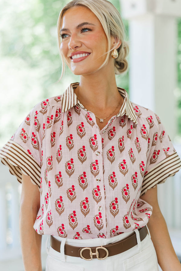 All Set Pink Medallion Blouse