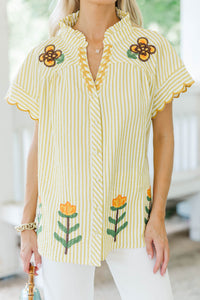 Keep It Coming Yellow Embroidered Blouse