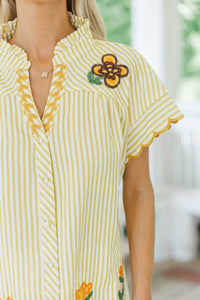 Keep It Coming Yellow Embroidered Blouse