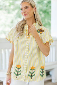 Keep It Coming Yellow Embroidered Blouse