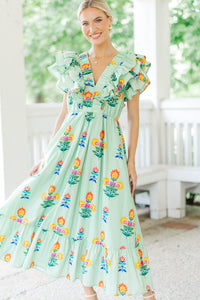 Just In Case Sage Floral Midi Dress