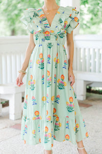 Just In Case Sage Floral Midi Dress