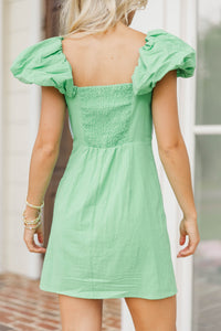 Casual Staple Green Embroidered Dress