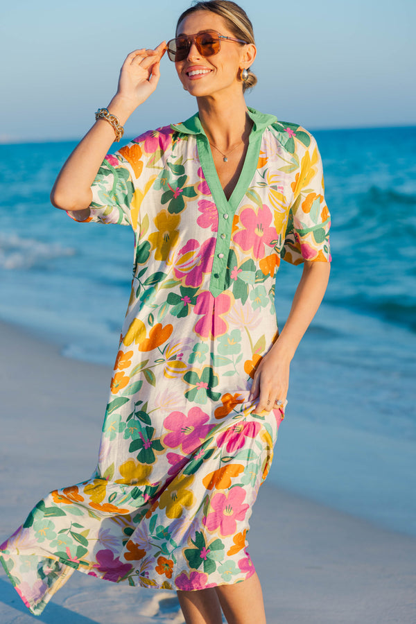 In Your Own Way Green Large Floral Midi Dress