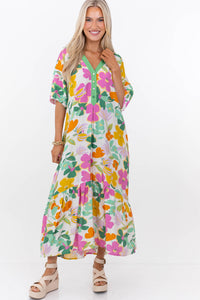 In Your Own Way Green Large Floral Midi Dress