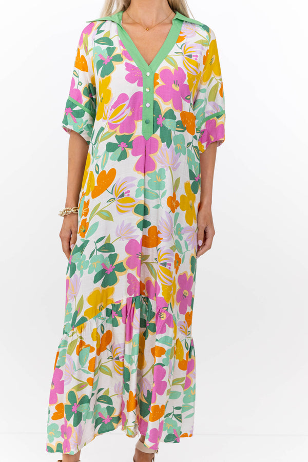 In Your Own Way Green Large Floral Midi Dress