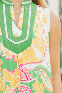 Happiness Ahead Green Large Floral Midi Dress