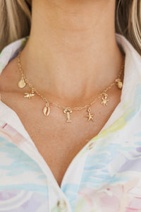 Endless Blue Skies Gold Nautical Charm Necklace
