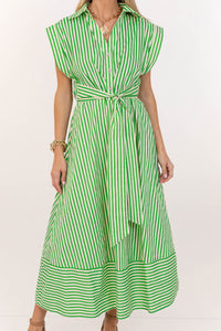 Always A Good Choice Green Striped Midi Dress