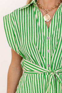 Always A Good Choice Green Striped Midi Dress