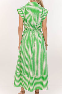 Always A Good Choice Green Striped Midi Dress