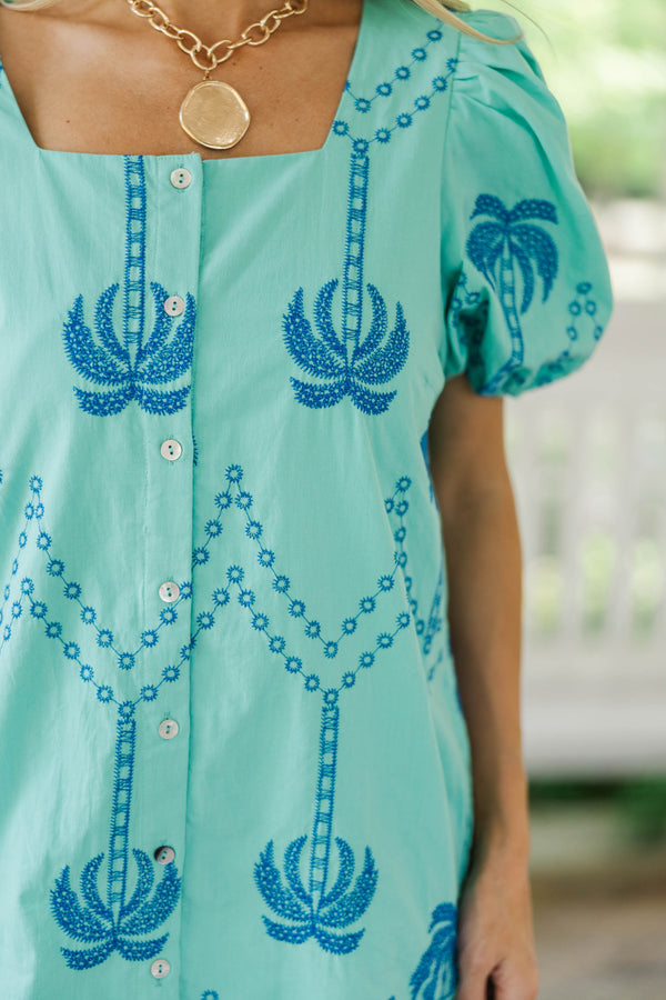 Delicate And Dear Mint Printed Dress