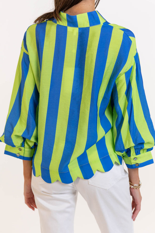 Glow From Within Green Striped Blouse