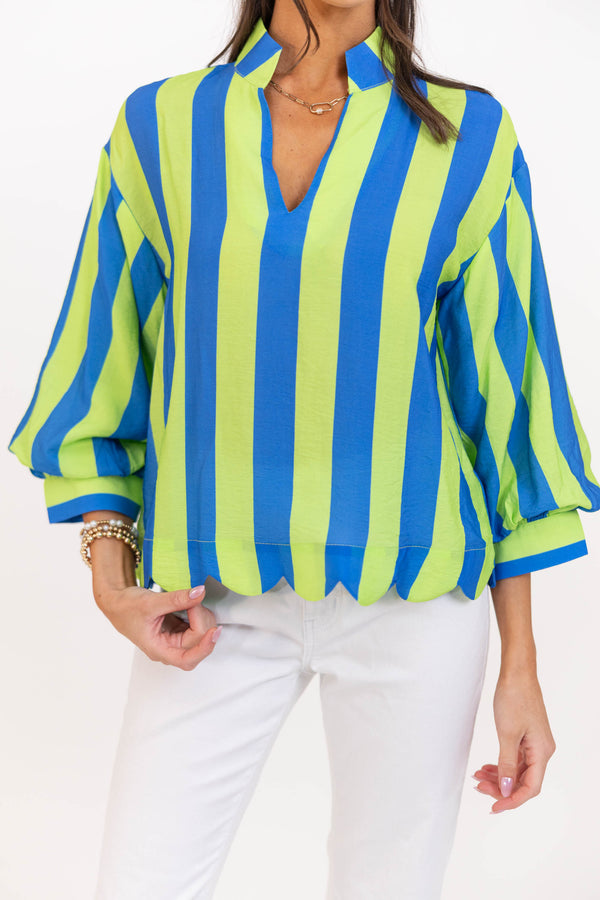 Glow From Within Green Striped Blouse