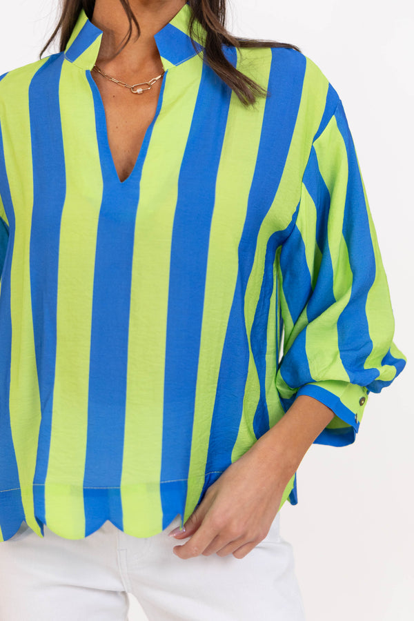 Glow From Within Green Striped Blouse