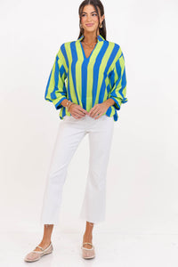 Glow From Within Green Striped Blouse