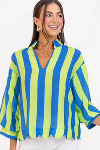 Glow From Within Green Striped Blouse