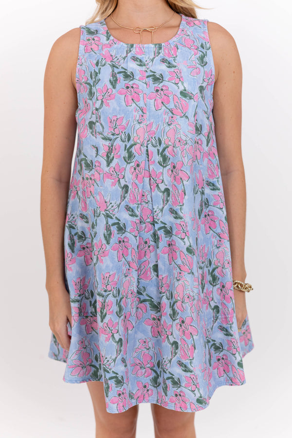 Made To Be Adored Light Blue Brocade Dress
