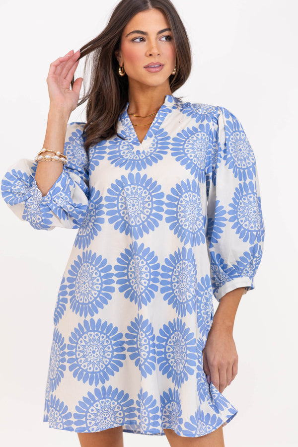 All Things Sweet Blue Printed Dress