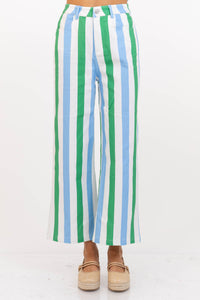 Lovely From The Start Blue Striped Wide Leg Jeans