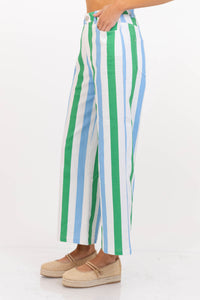 Lovely From The Start Blue Striped Wide Leg Jeans