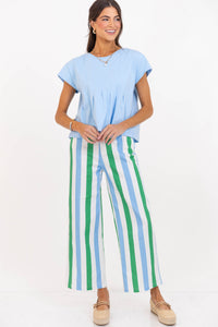 Lovely From The Start Blue Striped Wide Leg Jeans