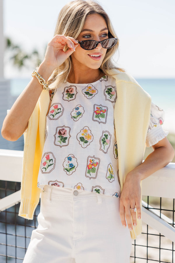 Darling At Heart White Floral Blouse