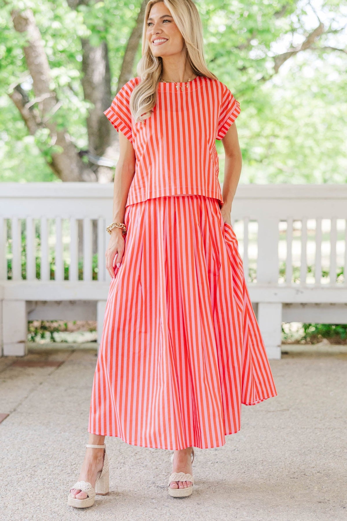 Sweet As A Daydream Pink Striped Midi Skirt – Shop the Mint