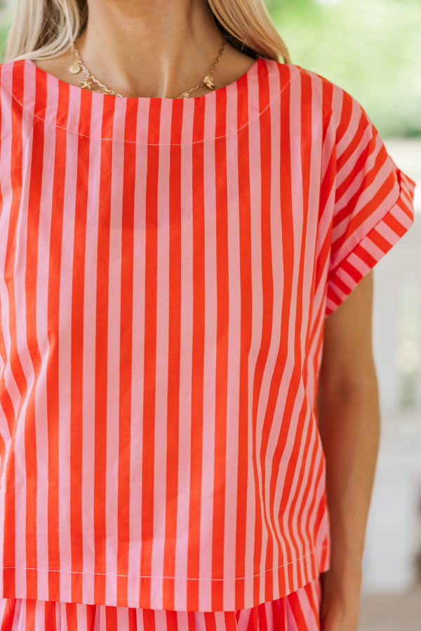 Sweet With A Twist Pink Striped Blouse