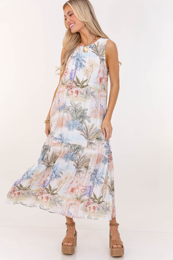 Purely Pretty White Floral Midi Dress